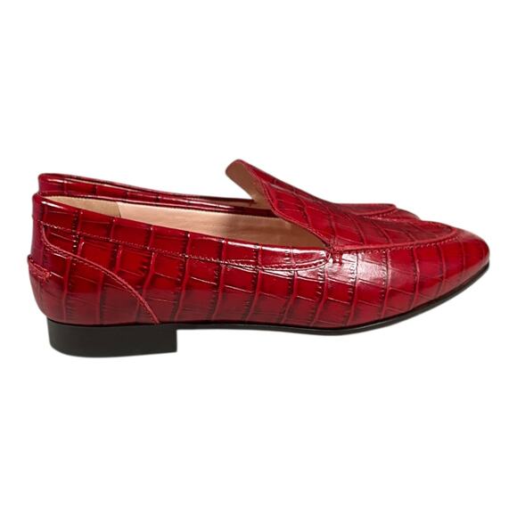 J.Crew Red Leather Croc-Embossed Loafers – Size 8 (Made in Morocco) - Picture 6 of 9